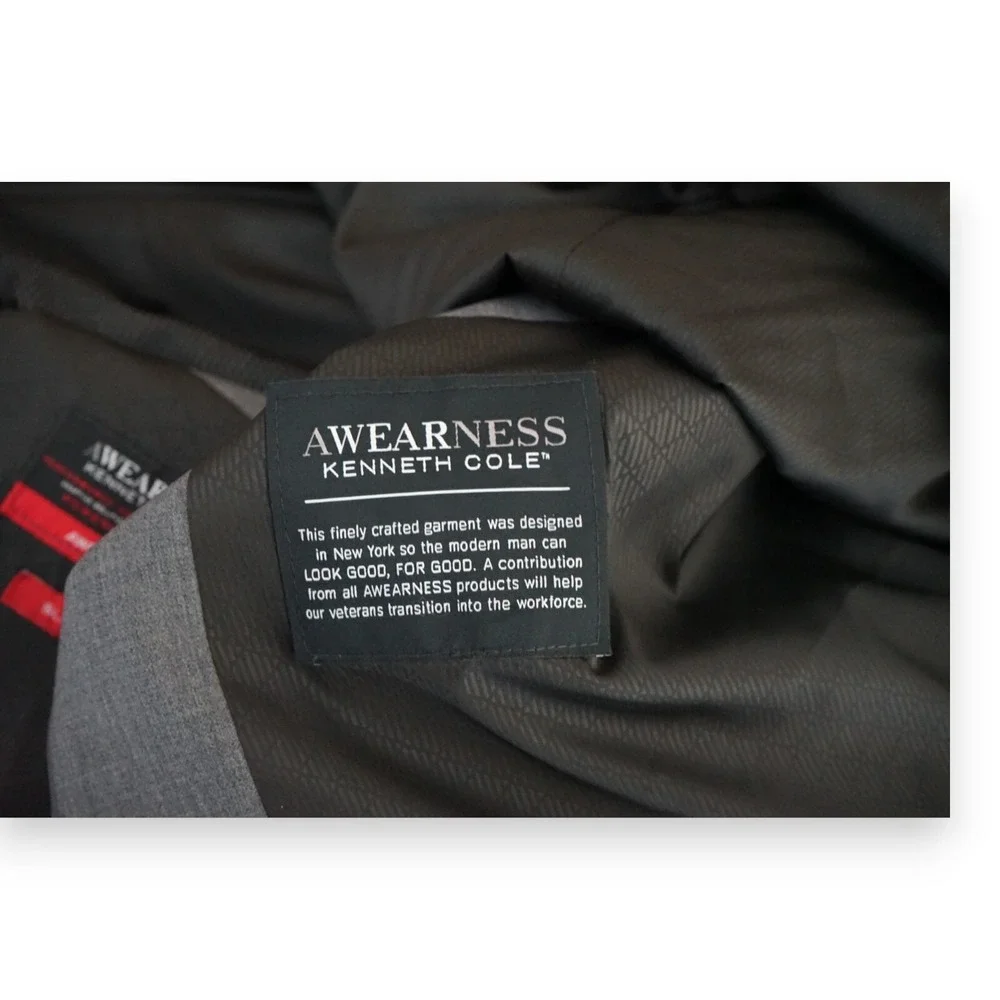 NWT Kenneth Cole Awareness Suit Jacket 58R Wool Sport Coat Gray Blazer MSRP $300